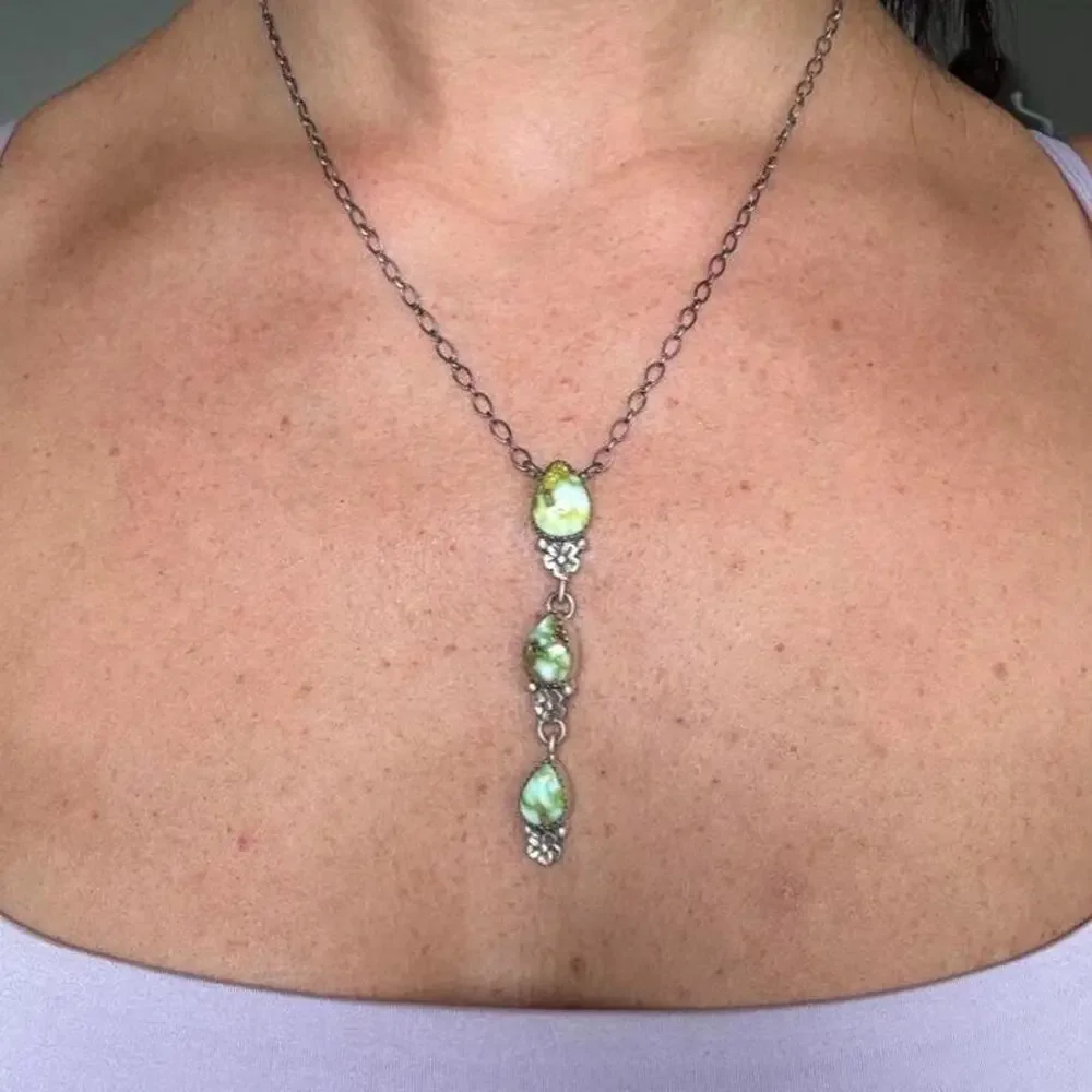 Sterling silver palomino drop lariat necklace